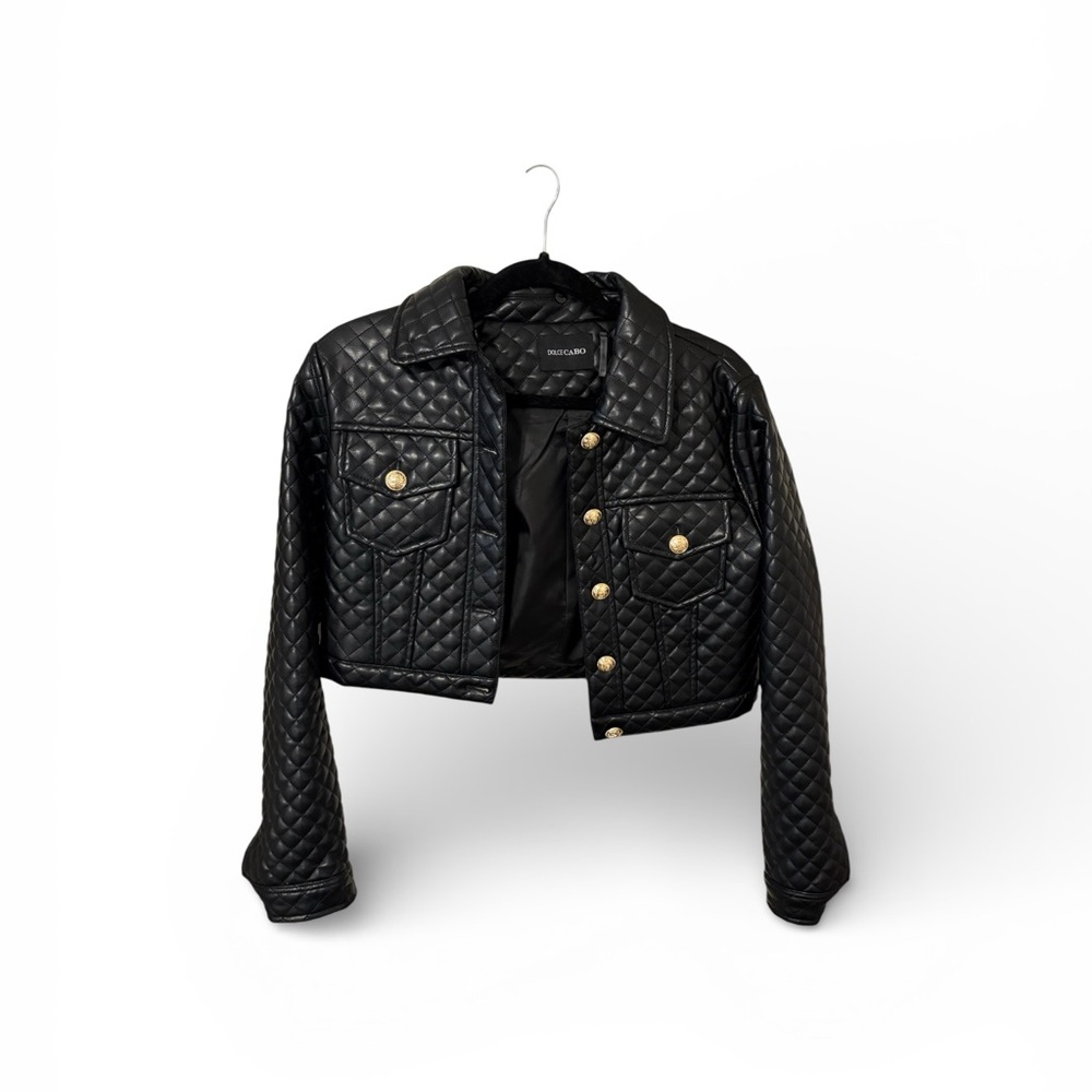Dolce Cabo Black Quilted Leather Jacket
